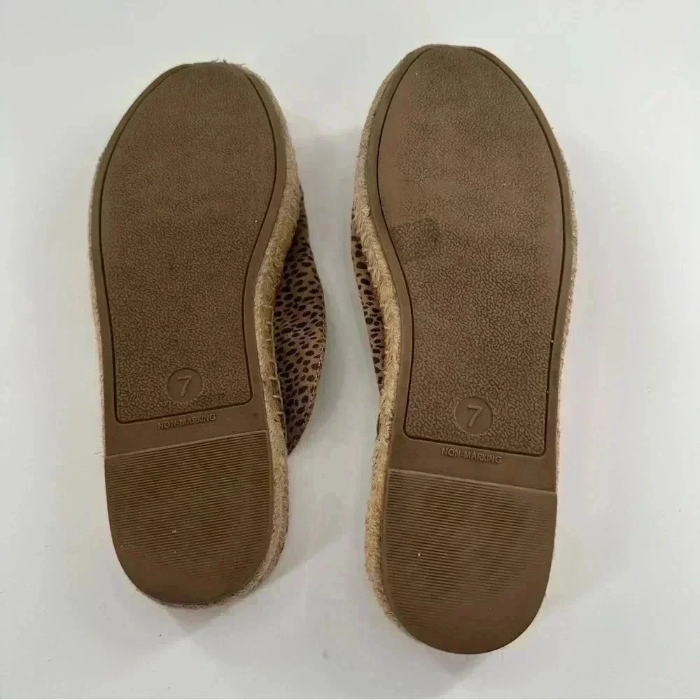 Universal threads womens espadrilles flats size 7 brown leopard slip on mules